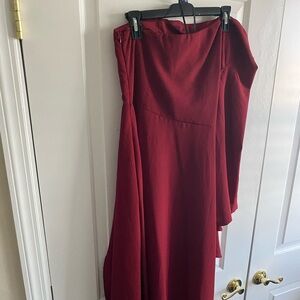 SHEIN One Shoulder Burgundy Dress
